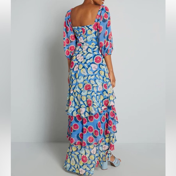 Hutch X ModCloth NWT Amorous Ambrosia Tiered Fruit Colorful Maxi Dress Size 12 - Picture 3 of 10